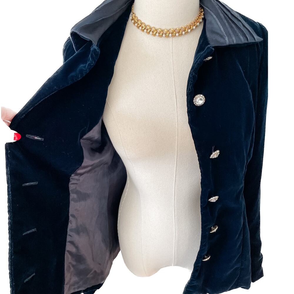 Velvet & rhinestone bespoke hand tailored evening jacket size small XS-S - Picture 2 of 8